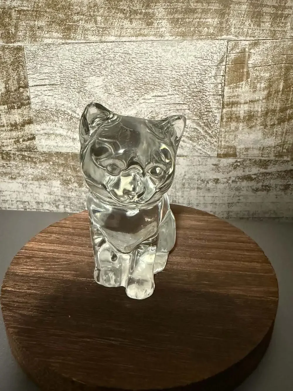 VTG Princess House Glass Cat Crystal Kitten Sitting Paperweight Pets Figurine